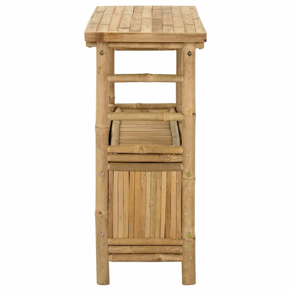 Console Table with Shelf Brown Bamboo Accent Table Modern Living Room Entryway