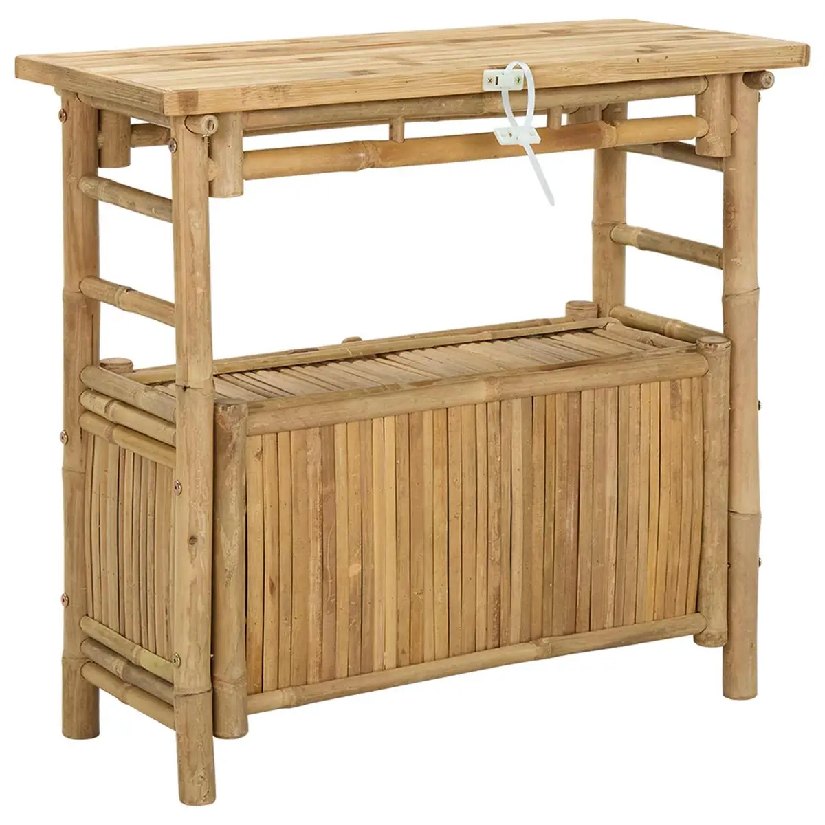 Console Table with Shelf Brown Bamboo Accent Table Modern Living Room Entryway