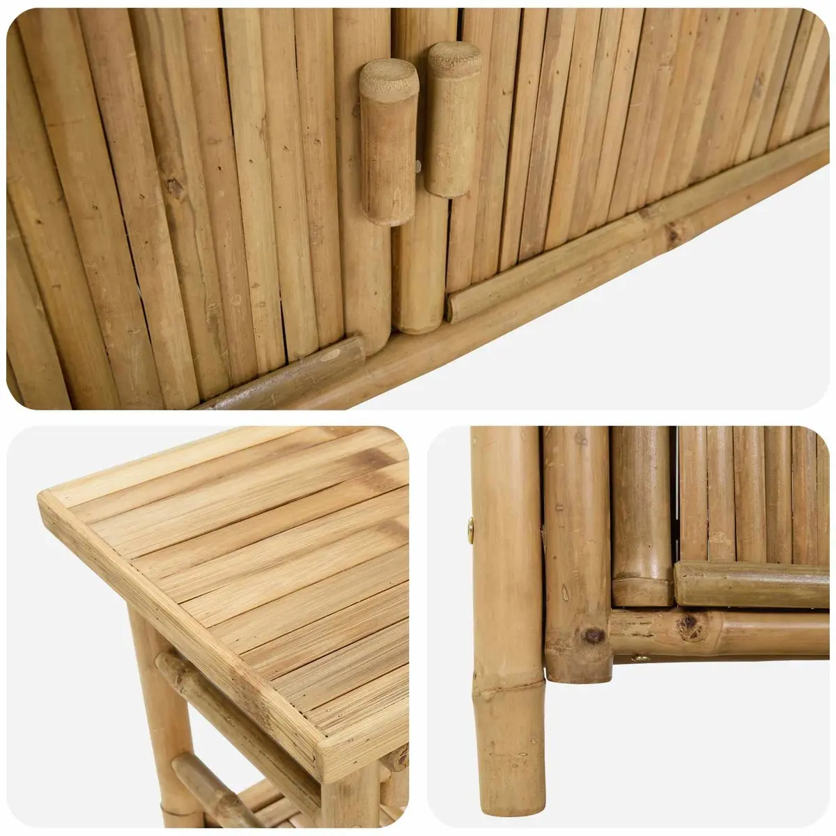 Console Table with Shelf Brown Bamboo Accent Table Modern Living Room Entryway