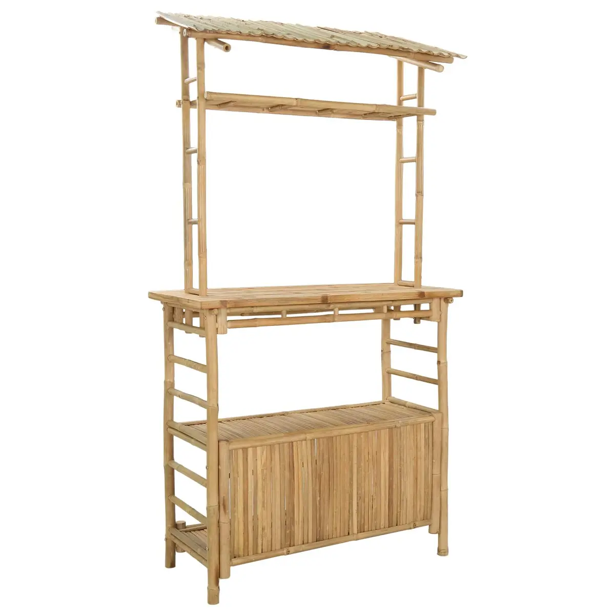 Outdoor Bar Table for Garden Patio 110 x 50 x 210 cm Natural Bamboo Brown