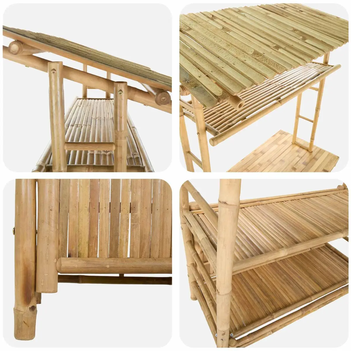 Outdoor Bar Table for Garden Patio 110 x 50 x 210 cm Natural Bamboo Brown