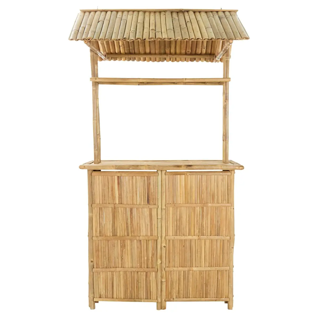 Outdoor Bar Table Bamboo with Shelves Modern Garden Patio Furniture 115x95x214cm