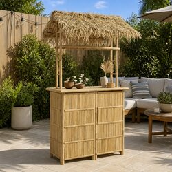 Bamboo Outdoor Bar Table - 115 x 95 x 215 cm