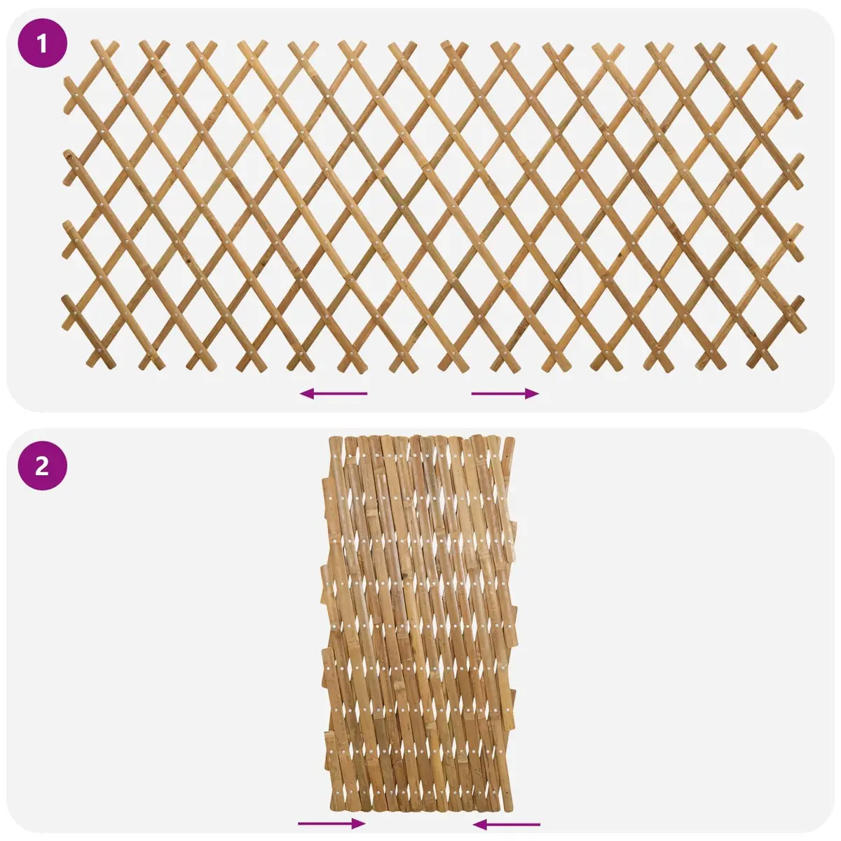 Bamboo Trellis Fence Panel Garden Plant Support Beige 100 x 105 cm 2 Piece