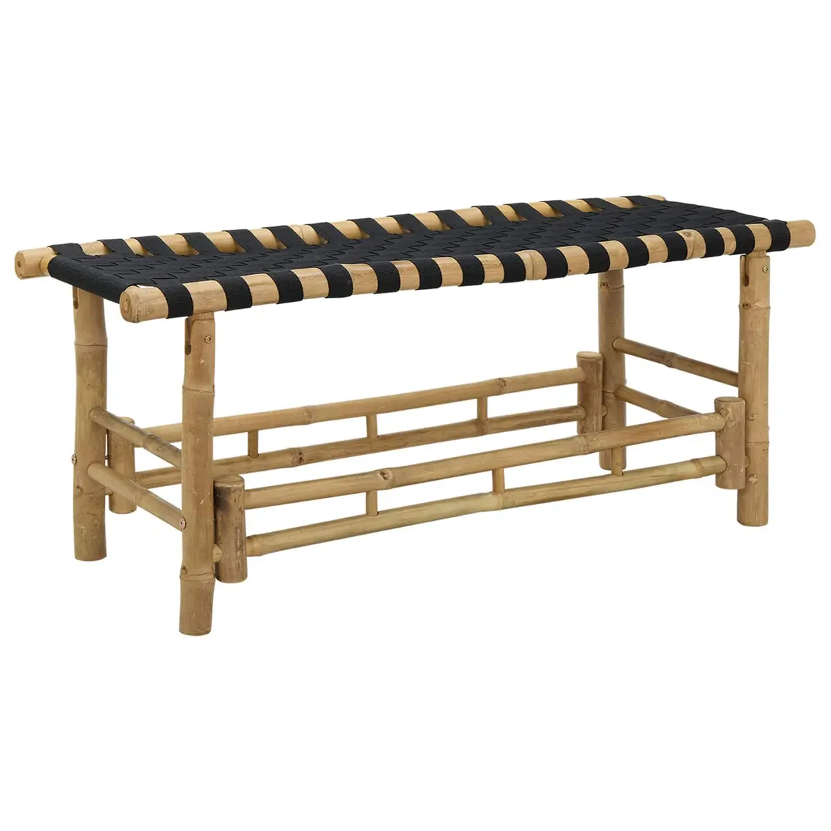 Garden Bench 110x38x40cm Bamboo Rectangular Outdoor Indoor Seating Patio