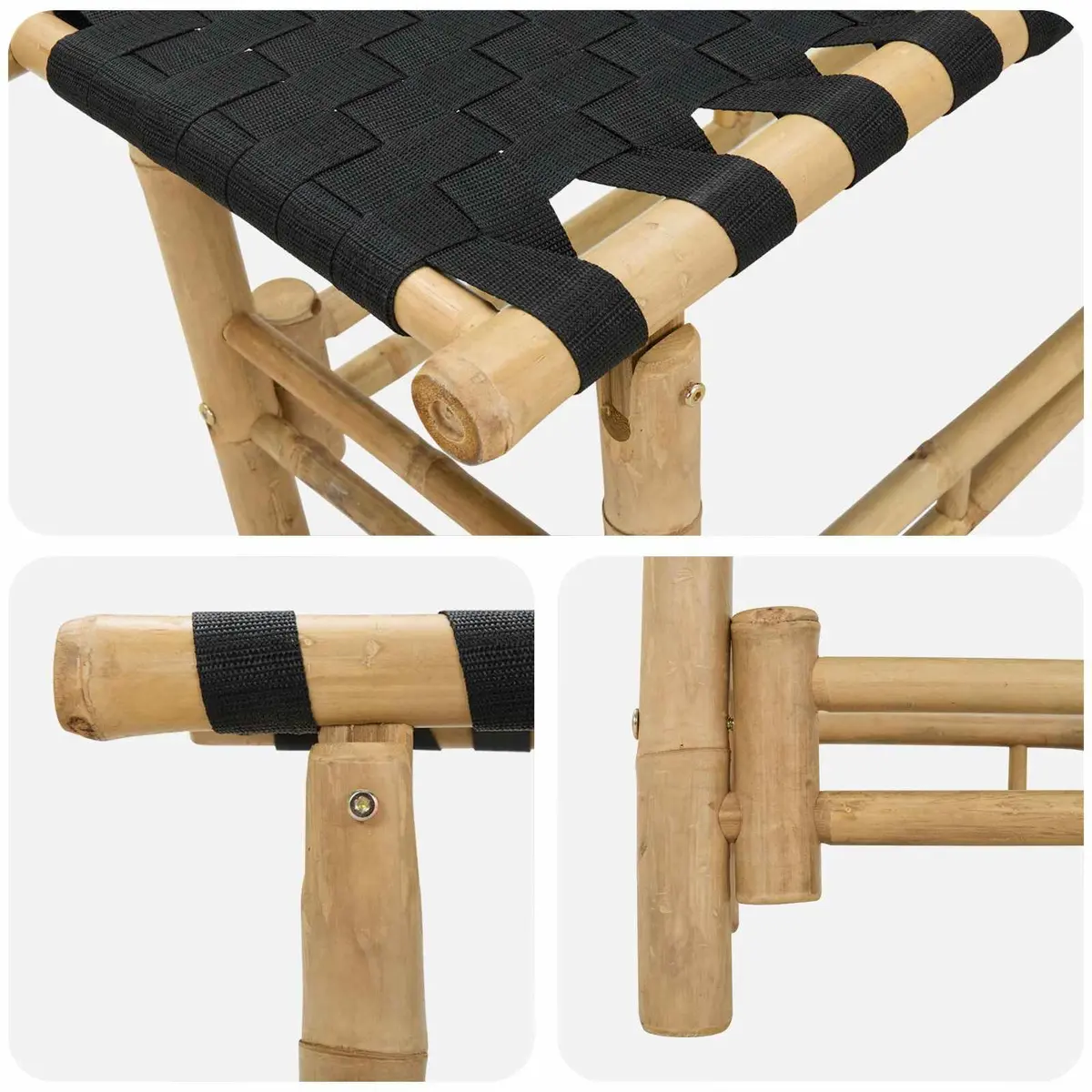 Garden Bench 110x38x40cm Bamboo Rectangular Outdoor Indoor Seating Patio