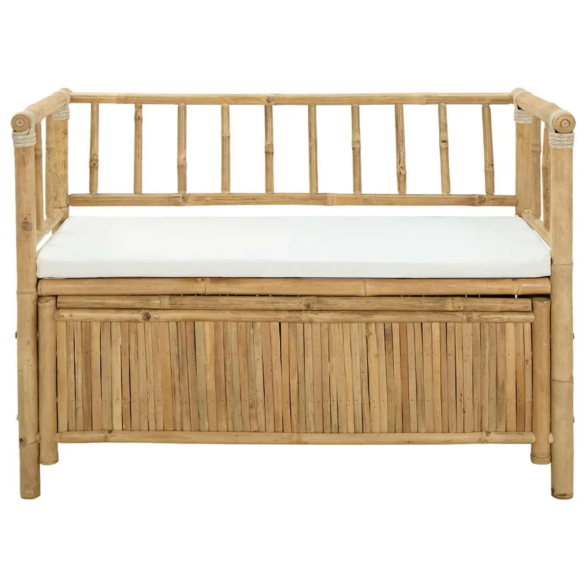 Garden Storage Bench Outdoor Use Bamboo 110x47x80cm Brown