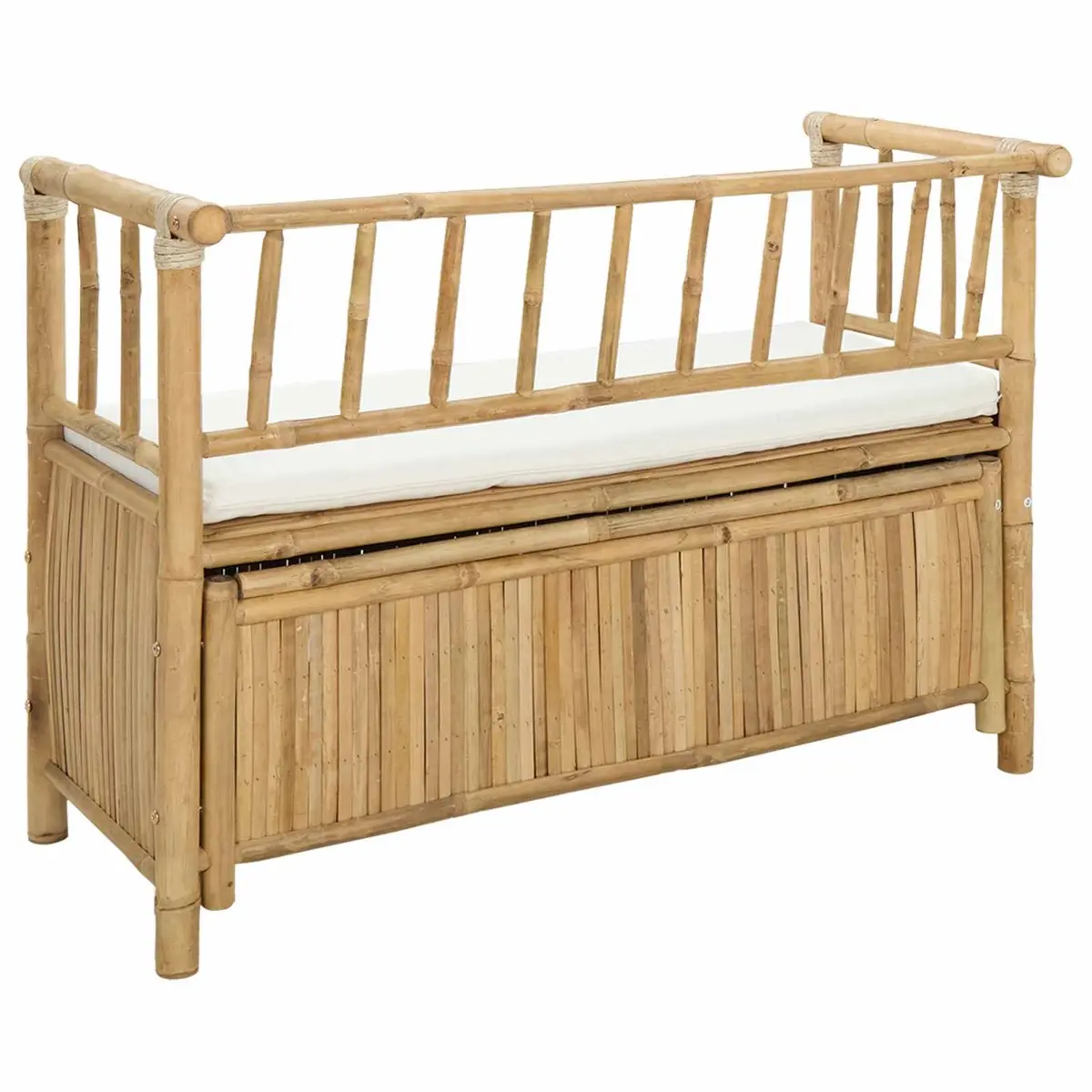 Garden Storage Bench Outdoor Use Bamboo 110x47x80cm Brown