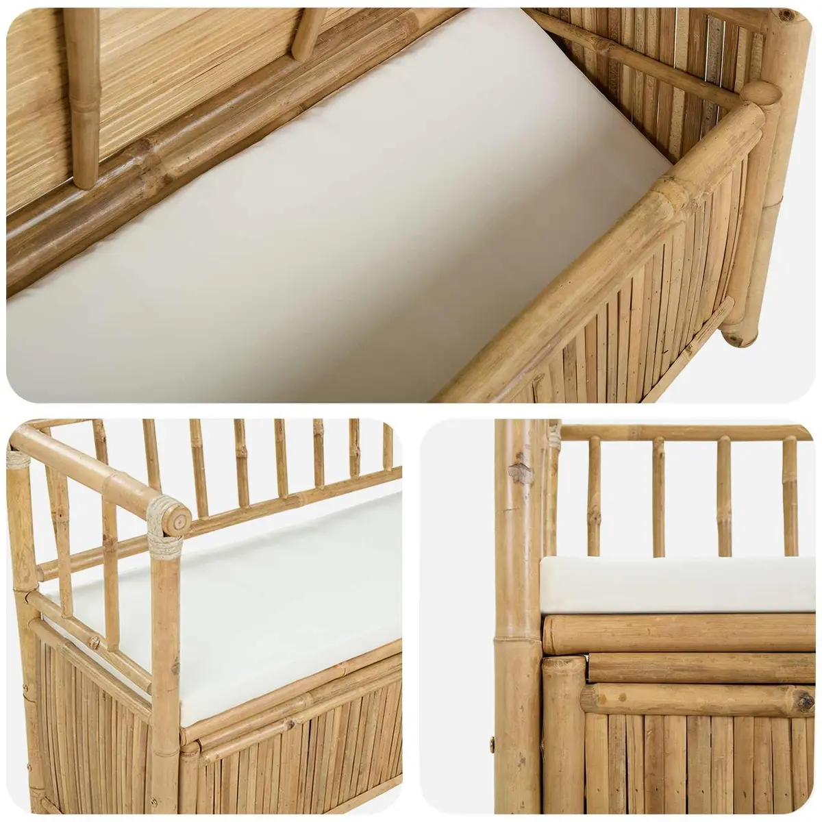 Garden Storage Bench Outdoor Use Bamboo 110x47x80cm Brown