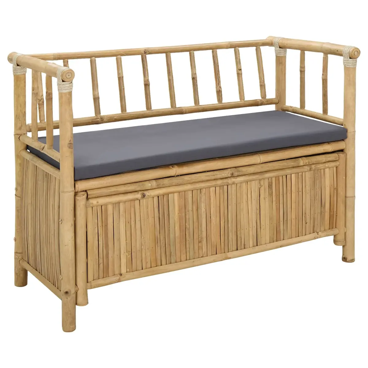 Bamboo Garden Storage Bench Outdoor Seating with Under-Seat Compartment 110 x 47 x 80 cm