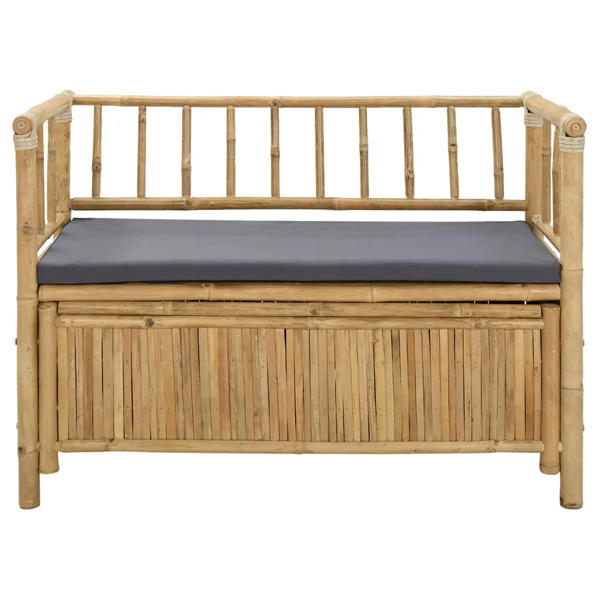 Bamboo Garden Storage Bench Outdoor Seating with Under-Seat Compartment 110 x 47 x 80 cm