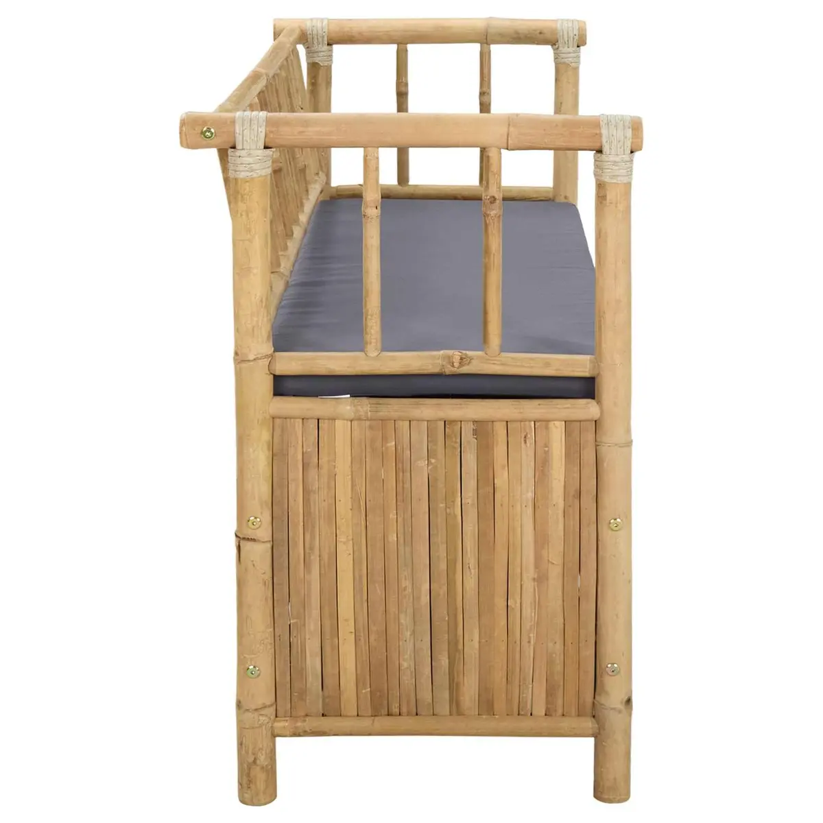 Bamboo Garden Storage Bench Outdoor Seating with Under-Seat Compartment 110 x 47 x 80 cm