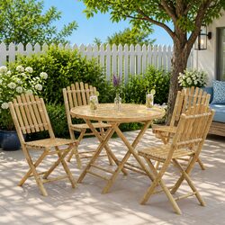 Set of 4 Foldable Bamboo Garden Chairs - Specifications Included