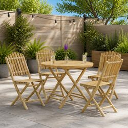 Bamboo Garden Table Specs: 80x70cm, Natural Brown