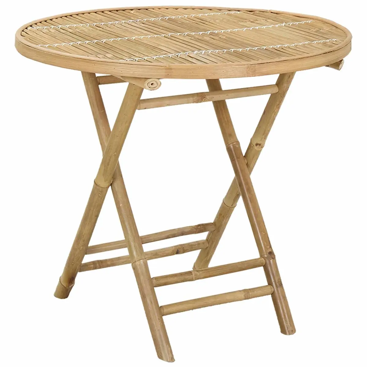 Bamboo Garden Table Indoor Outdoor Foldable Natural Brown 80x70cm