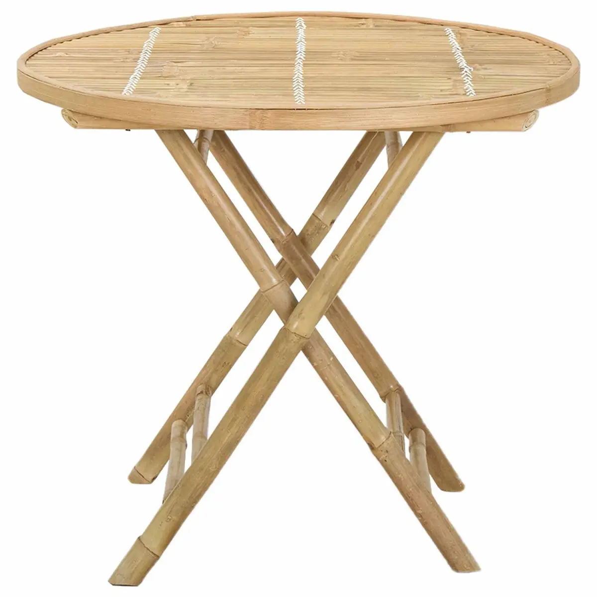 Bamboo Garden Table Indoor Outdoor Foldable Natural Brown 80x70cm