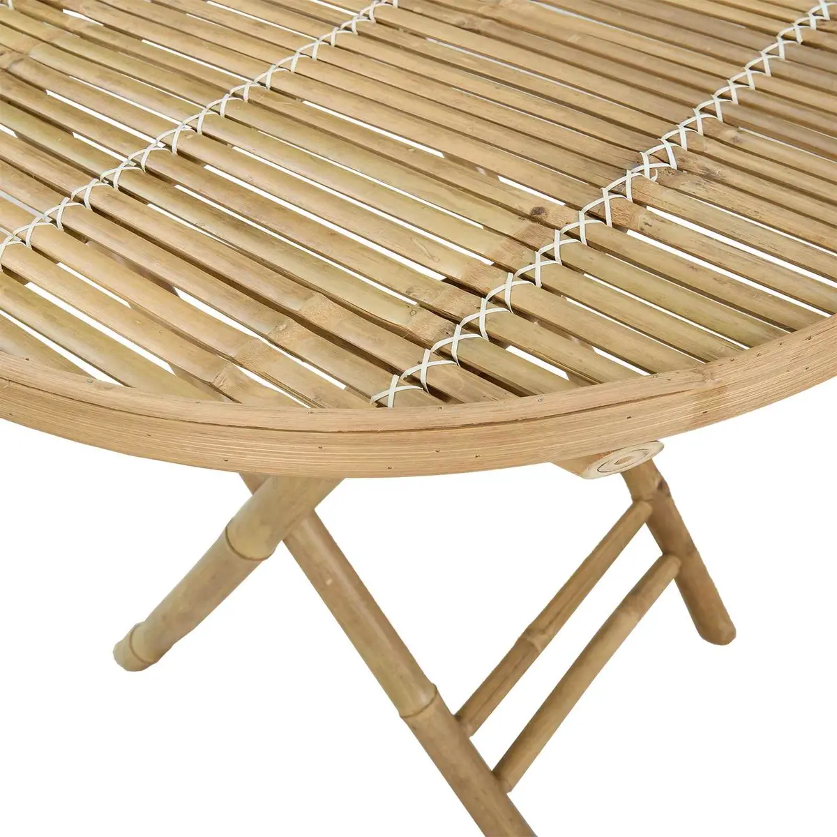 Bamboo Garden Table Indoor Outdoor Foldable Natural Brown 80x70cm