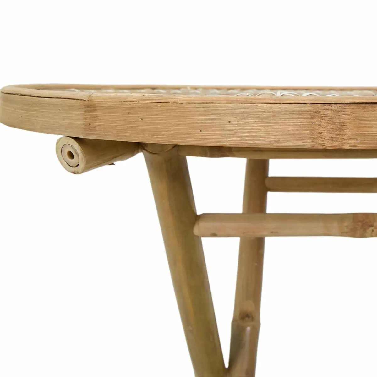 Bamboo Garden Table Indoor Outdoor Foldable Natural Brown 80x70cm