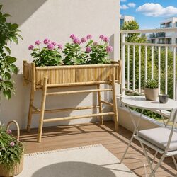 Bamboo Garden Planter with Holder - 100 x 38 x 74 cm
