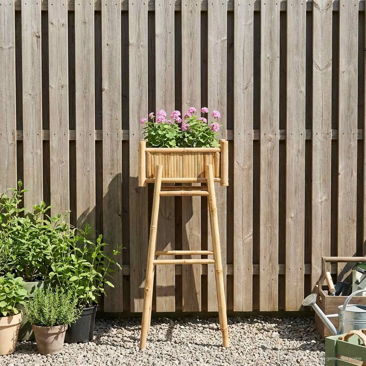 Garden Planter Outdoor Patio Balcony Bamboo Brown 50 x 38 x 114 cm