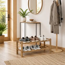 Shoe Rack with Shelf Specifications: 68 x 28 x 30 cm, Bamboo