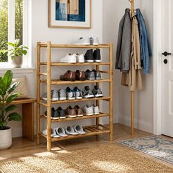 Shoe Rack Dimensions 68 x 28 x 96 cm, Bamboo Material