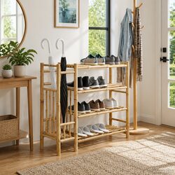 Shoe Rack with Shelf Bamboo Brown 88 x 27 x 80 cm Storage Organizer