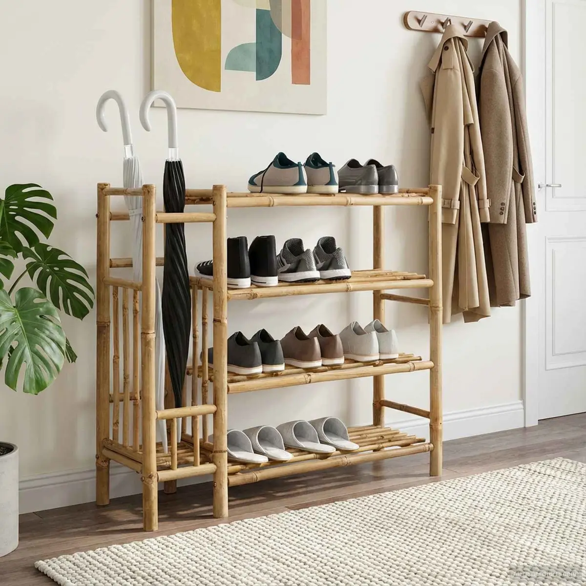 Shoe Rack for Hallway Indoor Storage Brown 88 x 27 x 80 cm Bamboo Organiser