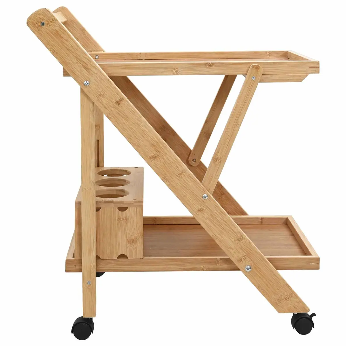 Kitchen Trolley with Wheels Two-Tier Storage Foldable Dining Trolley Cart