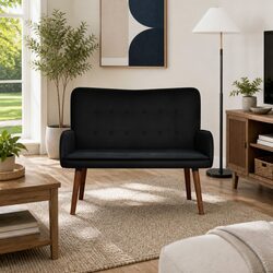 2-Seater Sofa Black Velvet Lounge Couch Modern Living Room Furniture 115x61x87cm