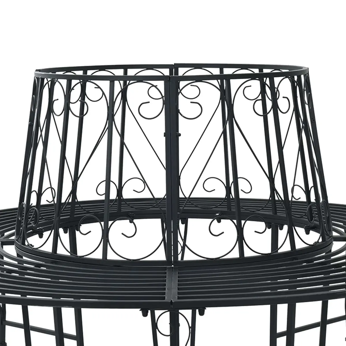 Tree Bench Round Garden Seating Outdoor Furniture Steel Black 160cm