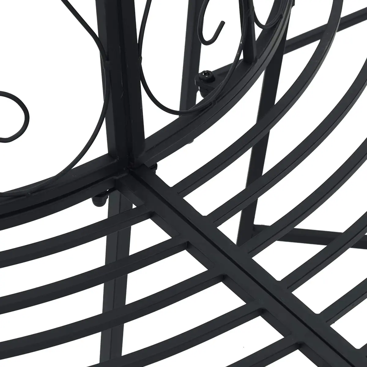 Outdoor Tree Bench 4-Seater Half-Round Garden Backyard Furniture Black Steel