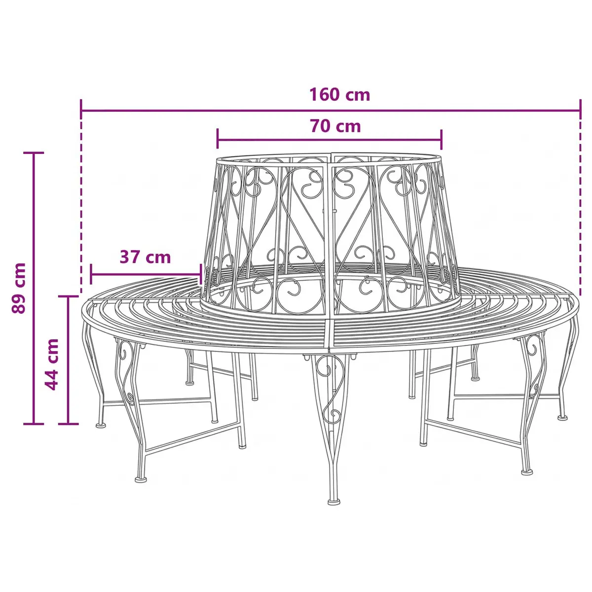 8-Seater Round Tree Bench Ø160cm