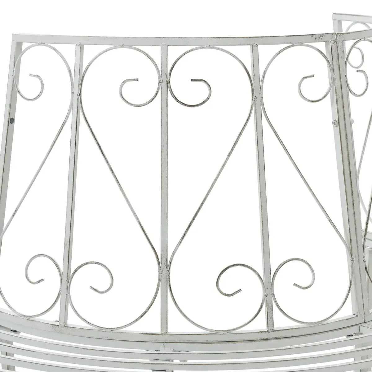 Outdoor Tree Bench 4-Seater Backyard Garden Seat Steel Antique White 160x80x89cm