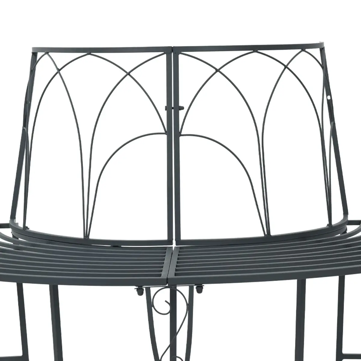 Tree Bench 4-Seater Outdoor Furniture Steel Frame Grey for Garden and Patio
