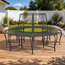 8-Seater Round Tree Bench Specifications: Ø 160 x 89 cm, Steel Grey