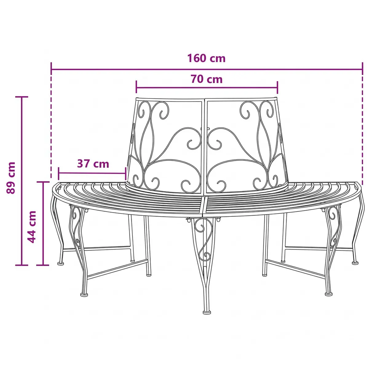 Tree Bench 4-Seater Outdoor Garden Circular Wrap-Around Backyard Furniture