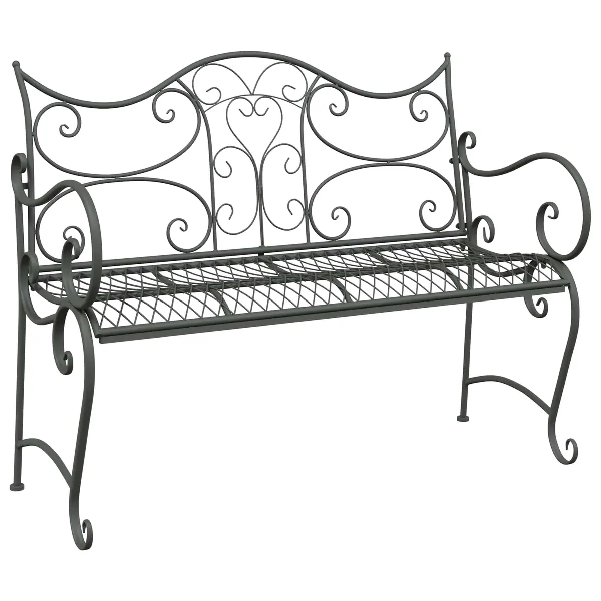 Garden Bench Outdoor Seating 2-Seater Silver Steel 114 x 56.5 x 90 cm