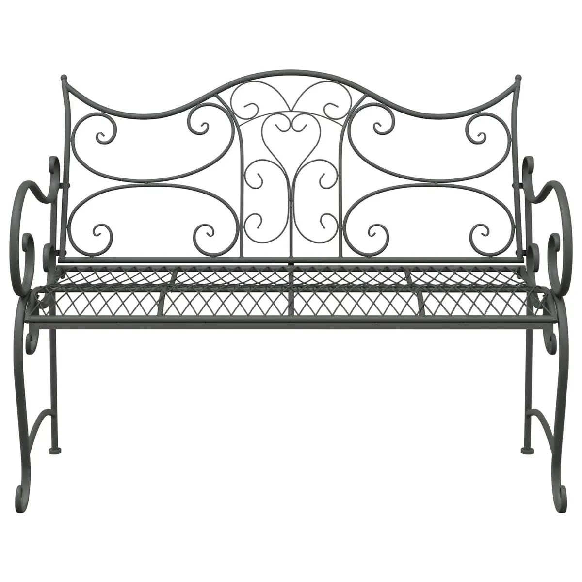 Garden Bench Outdoor Seating 2-Seater Silver Steel 114 x 56.5 x 90 cm
