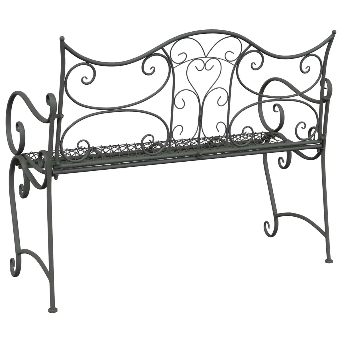 Garden Bench Outdoor Seating 2-Seater Silver Steel 114 x 56.5 x 90 cm