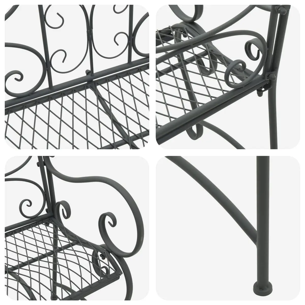Garden Bench Outdoor Seating 2-Seater Silver Steel 114 x 56.5 x 90 cm