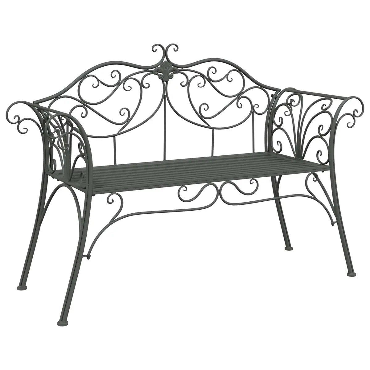 Garden Bench Outdoor Seating 2-Seater Steel Silver Grey 130cm