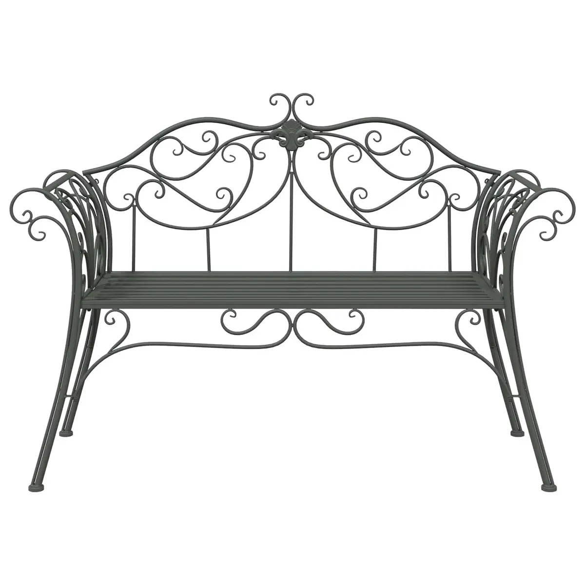 Garden Bench Outdoor Seating 2-Seater Steel Silver Grey 130cm