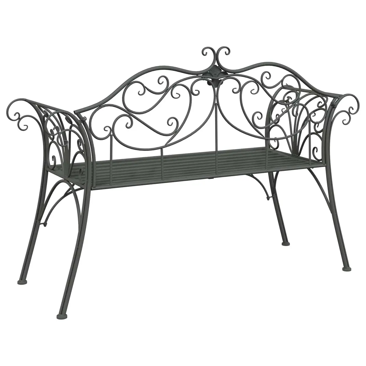 Garden Bench Outdoor Seating 2-Seater Steel Silver Grey 130cm