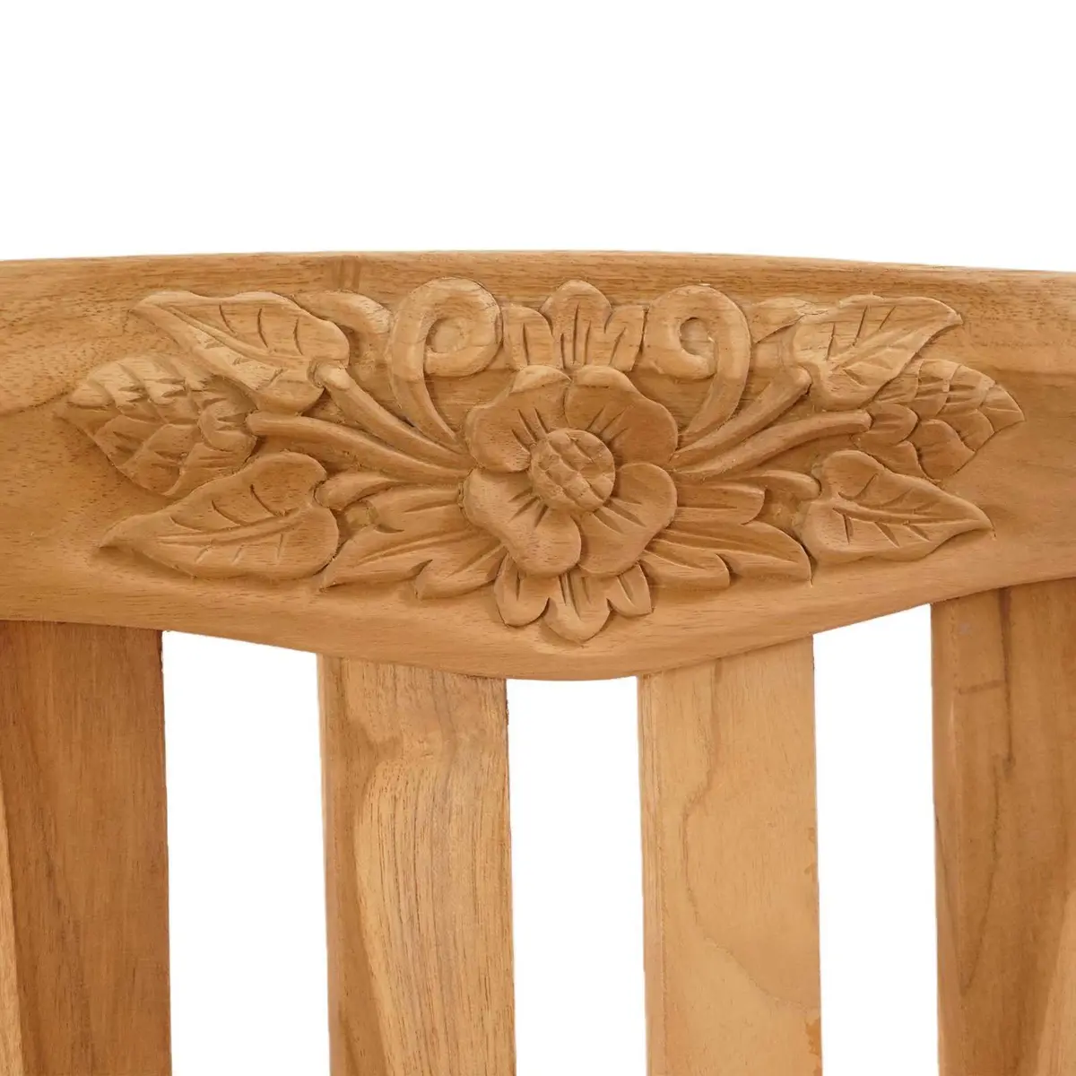 Outdoor Garden Bench Solid Teak Wood Slat Back Design Patio Seating Natural