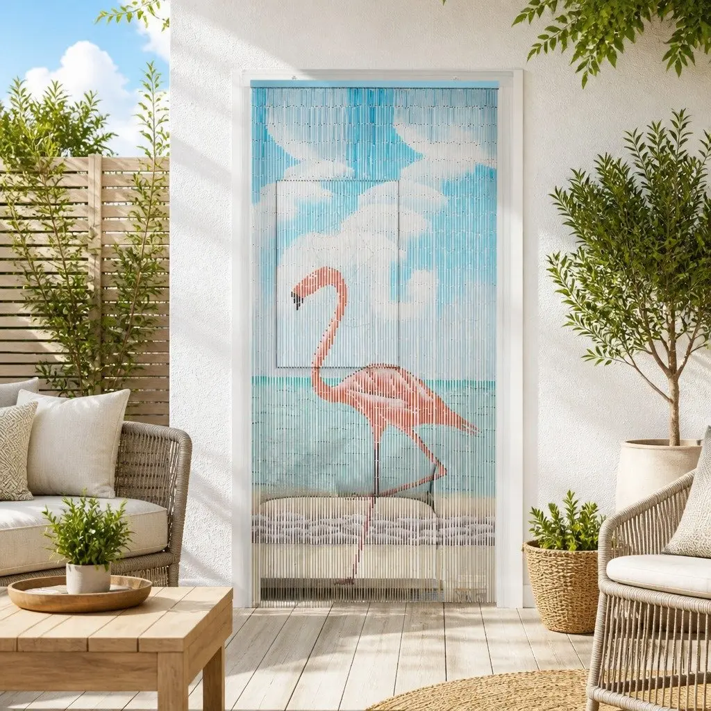 Insect Door Curtain for Patio Balcony 200 x 90 cm Multicolour Natural Bamboo Screen Decor