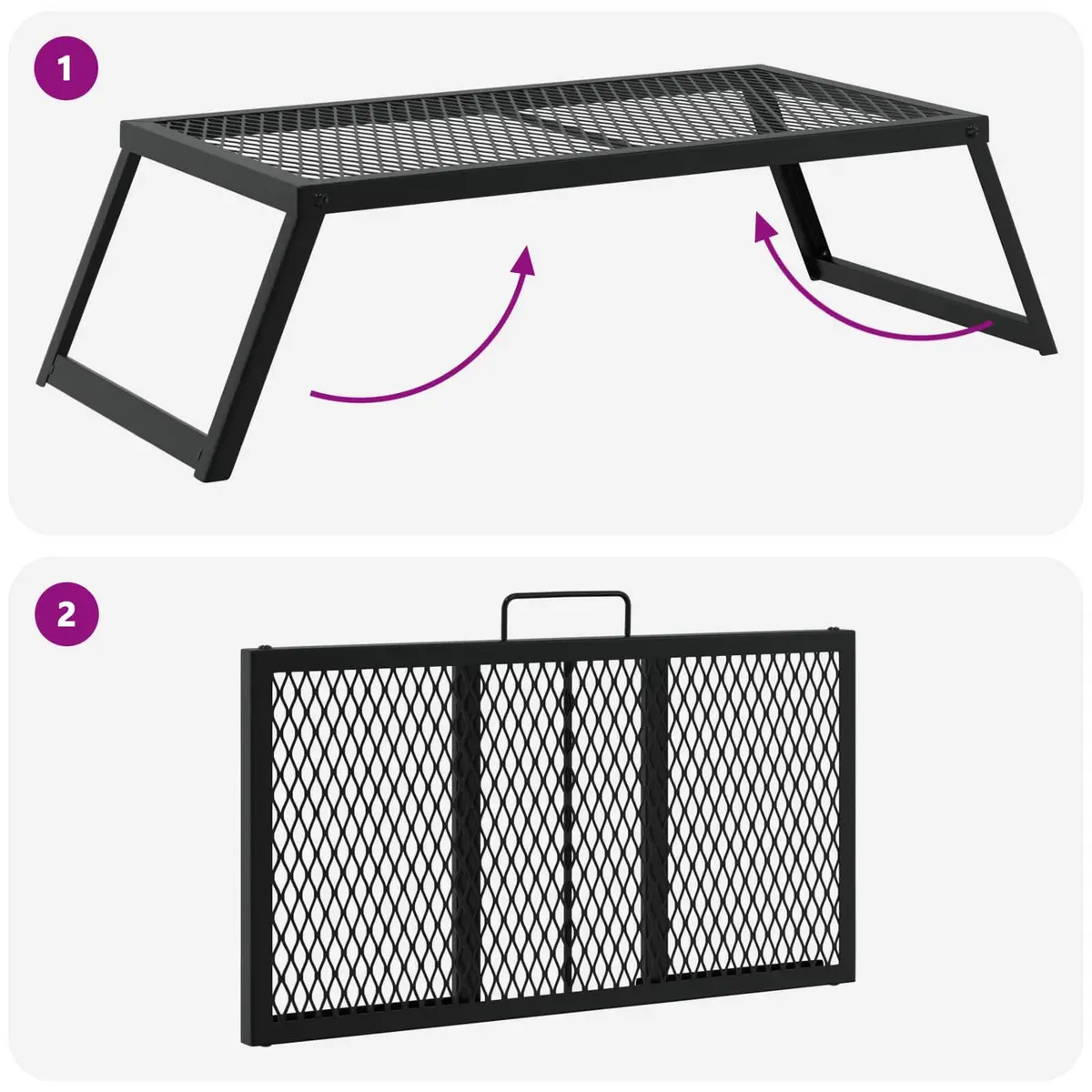 Foldable Camping Grill Portable Outdoor Cooking Black Folding Garden Barbecue