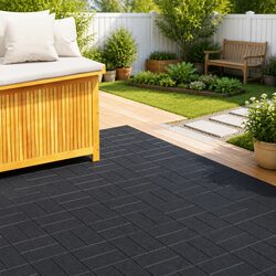 Set of 6 Black Stepping Stones, 40.5x40.5x2 cm, Rubber