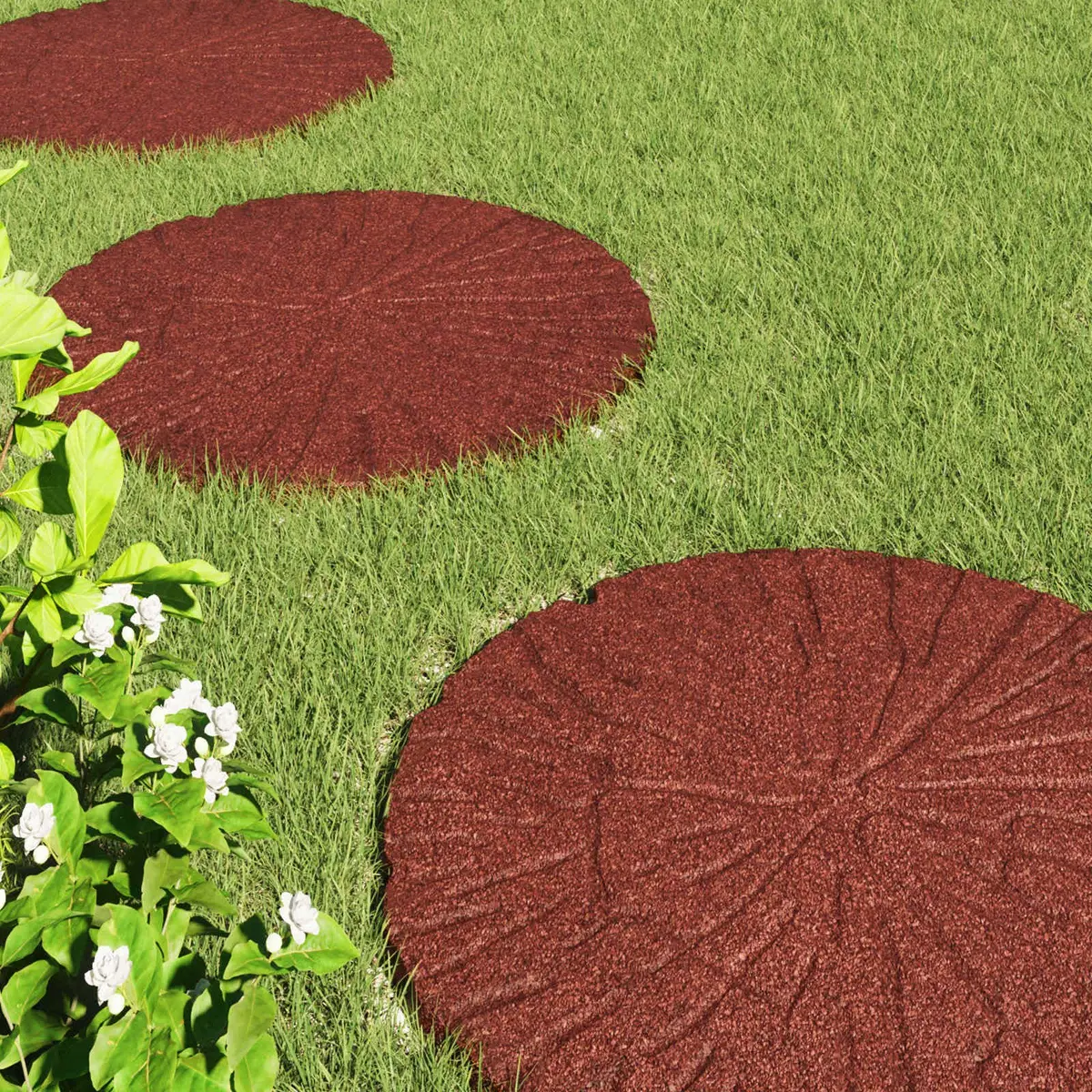 Stepping Stone Outdoor Garden Path Red 45cm Textured Rubber 6 Piece