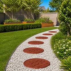 Specifications of Red Round Garden Pathway Rubber Stones (6 pcs)